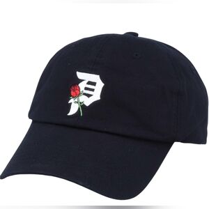 Primitive "Rosey" Ball Cap, Black Overdyed Strapback Dad Hat | OS Adjustable